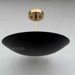 Mid Century Matte Black Flush Mount Ceiling Light, Brass Chandelier - thumbnail 2