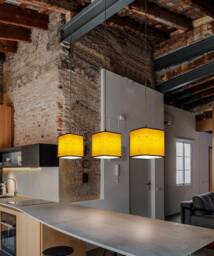 Maple Wood Veneer Cube Pendant Light, Dining Kitchen Island Lighting