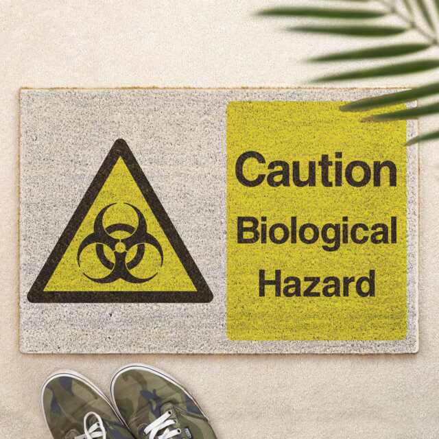 Biological Hazard Brush Doormat Printed Door Mat Funny Biohazard Welcome Warning Sign Novelty Home Decor Gift Entrance - image 1