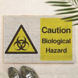 Biological Hazard Brush Doormat Printed Door Mat Funny Biohazard Welcome Warning Sign Novelty Home Decor Gift Entrance