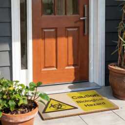 Biological Hazard Brush Doormat Printed Door Mat Funny Biohazard Welcome Warning Sign Novelty Home Decor Gift Entrance - thumbnail 3
