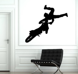 Wall Vinyl Decal Sport Motocross Motorcycle Racer Jump Stuntman Teen Room Center - #2471Dn - thumbnail 1