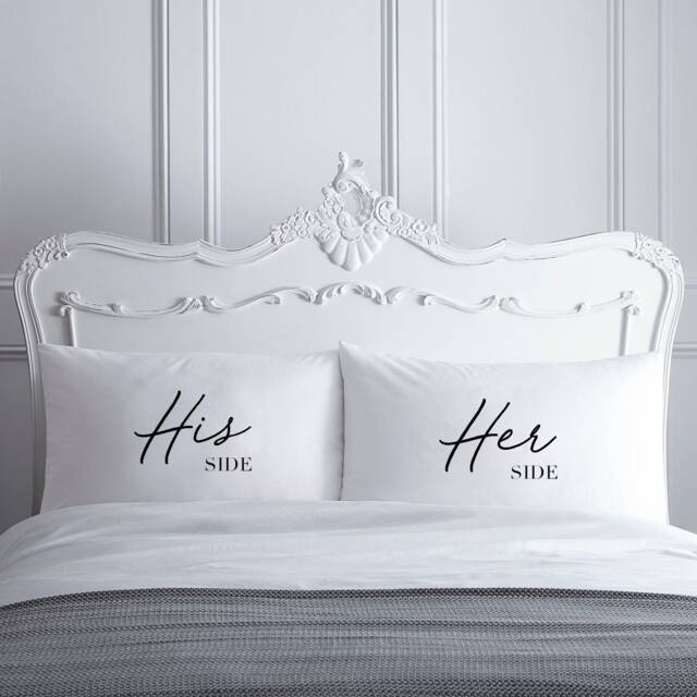Couples Pillowcase - His & Hers Home Wedding Gift Engagement Anniversary Gift- White Pillowcases Personalised Pillow - image 1