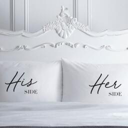 Couples Pillowcase - His & Hers Home Wedding Gift Engagement Anniversary Gift- White Pillowcases Personalised Pillow - thumbnail 2