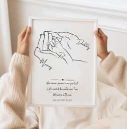 Personalised Family Line Art Print, New Baby Gift - thumbnail 1