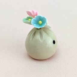 Cute Handmade Ceramic Dumpling Vase. Happy Soup Adorable Gyoza. Xiao Long Bao. Small-Batch Ceramics. Hand-Painted Pottery - thumbnail 2