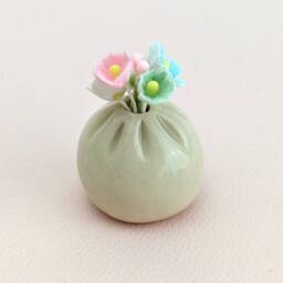 Cute Handmade Ceramic Dumpling Vase. Happy Soup Adorable Gyoza. Xiao Long Bao. Small-Batch Ceramics. Hand-Painted Pottery - thumbnail 3