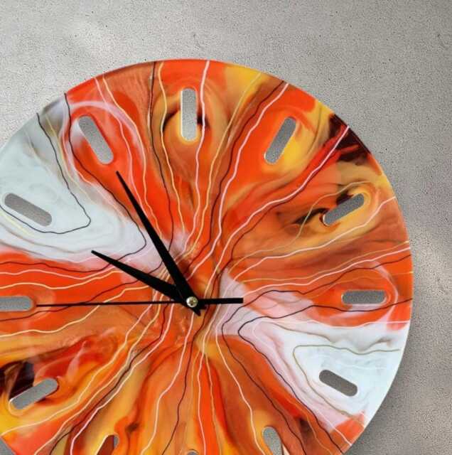 Handmade Resin Wall Clock Geode Marble Effect Timepiece - image 1