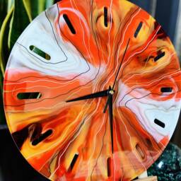 Handmade Resin Wall Clock Geode Marble Effect Timepiece - thumbnail 4
