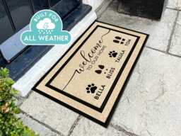 Personalised Welcome Rug With Family Name, Durable Porch Mat
