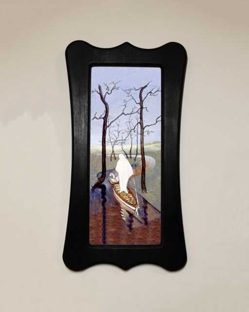 Black Wooden Framed Picture, Art Nouveau Style, Hugo Simberg, On The Stream Of Life, Print, Wall Hanging Home Decor - image 1