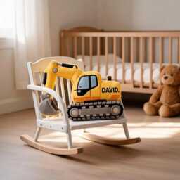 Personalized Excavator Pillow, Custom Face Shaped Names Bulldozer Toddler Nursery Decor, Gift For Boys - thumbnail 4