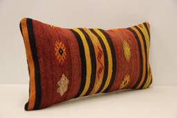 Ethnic Kilim Pillow, 12x24 Pillow Cover, Home Decor, Handwoven Turkish Sofa Throw Cushion Cover, Designer -522 - thumbnail 1
