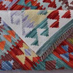10 Ft Long Rug Runner, Afghan Flatweave Kilim Rug, Modern Handmade Wool Geometric Oriental Hallway Runner For Stair Treads - thumbnail 4