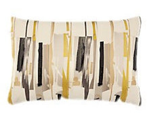 Harlequin Zeal Charcoal Neutral Mustard & Onyx Designer Cushion Cover 60cms X 40cms Stunning - image 1