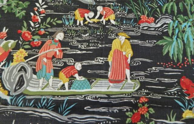 Yangtze River Onyx By Schumacher Decorative Lumbar Pillow Cover Accent Asian Chinoiserie Black Toile 100% Heavy Linen Made To Order