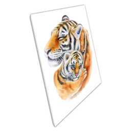 Tiger Cub Cuddling Watercolor Canvas Wall Art For Home Office Decor - thumbnail 1