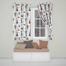 Cute Halloween Zombie Mummy Vampire & Bats Seamless Pattern Readymade Eyelet Ring Top Thermal 100% Blackout Curtains - thumbnail 1