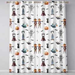 Cute Halloween Zombie Mummy Vampire & Bats Seamless Pattern Readymade Eyelet Ring Top Thermal 100% Blackout Curtains - thumbnail 2