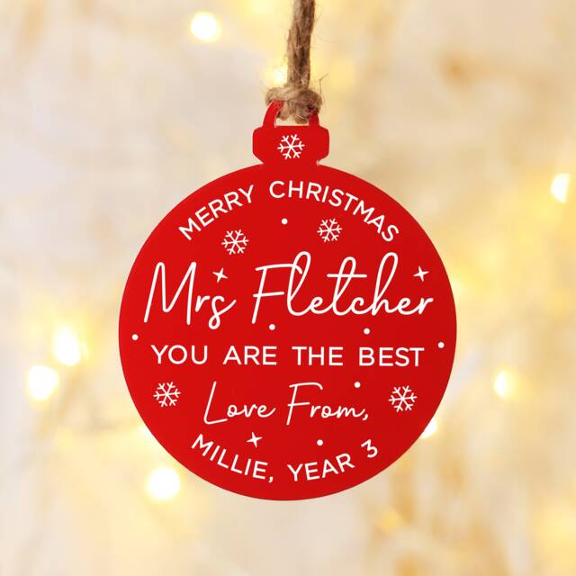 Personalised Teacher Christmas Decoration, Appreciation Ornament, Nursey/Primary Thank You Xmas Gift, Keepsake Hanging Plaque - image 1