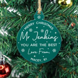 Personalised Teacher Christmas Decoration, Appreciation Ornament, Nursey/Primary Thank You Xmas Gift, Keepsake Hanging Plaque - thumbnail 2