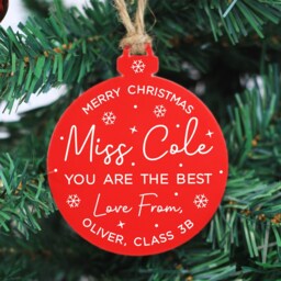 Personalised Teacher Christmas Decoration, Appreciation Ornament, Nursey/Primary Thank You Xmas Gift, Keepsake Hanging Plaque - thumbnail 3