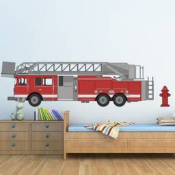 Firetruck Decal Playroom Wall Art Vinyl Poster Nursery Decor Kids Room Prints Print - thumbnail 2
