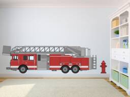Firetruck Decal Playroom Wall Art Vinyl Poster Nursery Decor Kids Room Prints Print