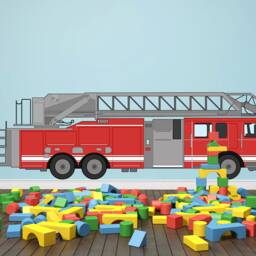 Firetruck Decal Playroom Wall Art Vinyl Poster Nursery Decor Kids Room Prints Print - thumbnail 3