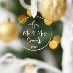 Personalised First Christmas As Mr & Mrs Bauble, Newlywed Married Ornament 2024 Couples Ornament Gift - thumbnail 1