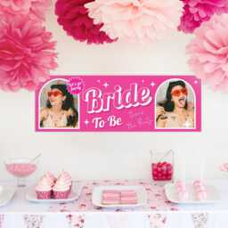 Personalised Hen Party Decor - Bride To Be Custom Name & Photo Banner Hot Pink Girly Do Bridal Shower Decorations - thumbnail 1