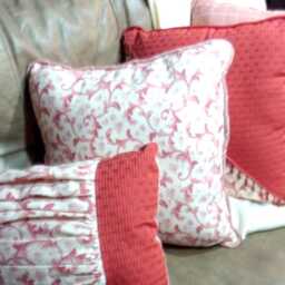 Covington Fabric Pillows - Set Of 2 Ivory & Brick Red Corded Throw - thumbnail 3