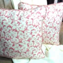 Covington Fabric Pillows - Set Of 2 Ivory & Brick Red Corded Throw - thumbnail 2
