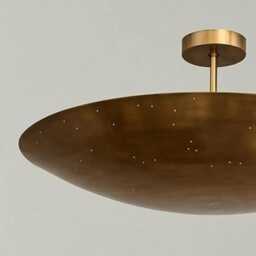 Mid Century Brass Ceiling Light, Perforated Raw Finish - thumbnail 2