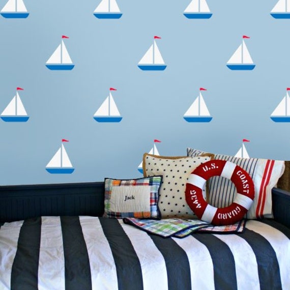 Sailing Boat Stencil Nautical Wall Decor, Furniture Painting - image 1