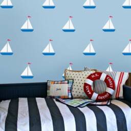 Sailing Boat Stencil Nautical Wall Decor, Furniture Painting - thumbnail 1
