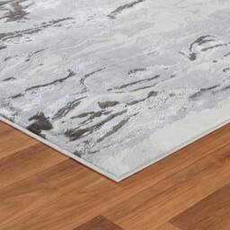 Silver Grey Tide Shimmer Sheen Effect Modern Rug Silky Soft Chic Design Area Mat - thumbnail 3