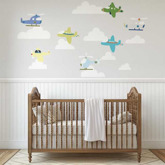 Boys Wall Decals Transport Airplanes, Stickers, Baby Decals, Kids Decal Nursery, Boy Shower Gift - image 1