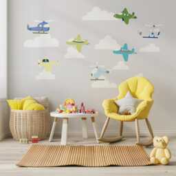 Boys Wall Decals Transport Airplanes, Stickers, Baby Decals, Kids Decal Nursery, Boy Shower Gift - thumbnail 2