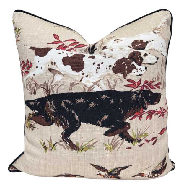 Schumacher Luxury Designer Pointers Tan Beige Decorative Cushion Pillow Throw Cover - image 1