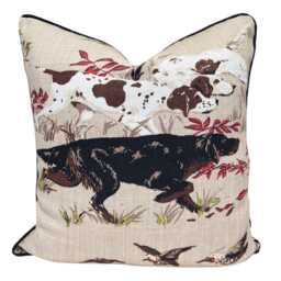 Schumacher Luxury Designer Pointers Tan Beige Decorative Cushion Pillow Throw Cover - thumbnail 1