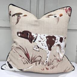 Schumacher Luxury Designer Pointers Tan Beige Decorative Cushion Pillow Throw Cover - thumbnail 2