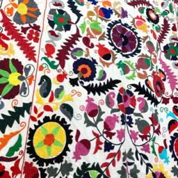 Hand Embroidered Suzani Tapestry Uzbek Floral Boho Wall Decor - thumbnail 4