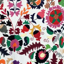 Hand Embroidered Suzani Tapestry Uzbek Floral Boho Wall Decor - thumbnail 2