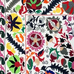 Hand Embroidered Suzani Tapestry Uzbek Floral Boho Wall Decor - thumbnail 3