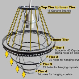 Four Tier Chandelier Lampshade Frame Skeleton For Making Unique Hanging Light Easy Fit Shade Pendant Lamp Make Your Own Chic Ceiling - thumbnail 3