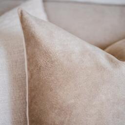 Evy -- Warm Brown Suede Pillow Cover - Faux Neutral Throw Neutral Faux Sham Lumbar - thumbnail 2