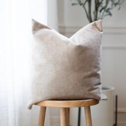 Evy -- Warm Brown Suede Pillow Cover - Faux Neutral Throw Neutral Faux Sham Lumbar - thumbnail 1