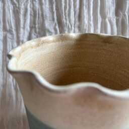 Mountains Scalloped Planter, Handmade Glazed Pot, Green Plant Large Vessel, Unique British Gift, Handcrafted Pots - thumbnail 2