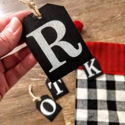 Personalized Christmas Stocking Tags Glitter Vinyl Name Tags - thumbnail 4